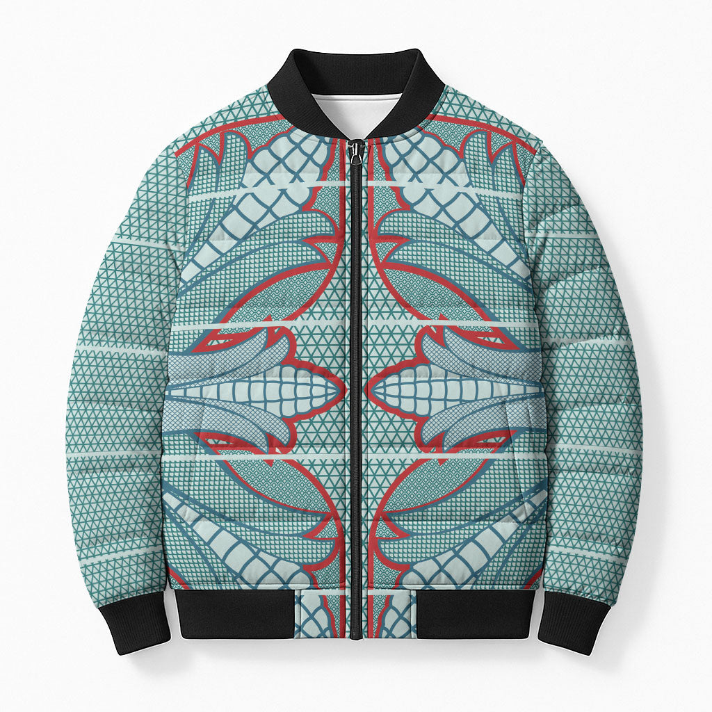 Turquoise Khotso Mojalefa Poone Bomber Puffer Jacket Basotho Khotso Blanket Inspired