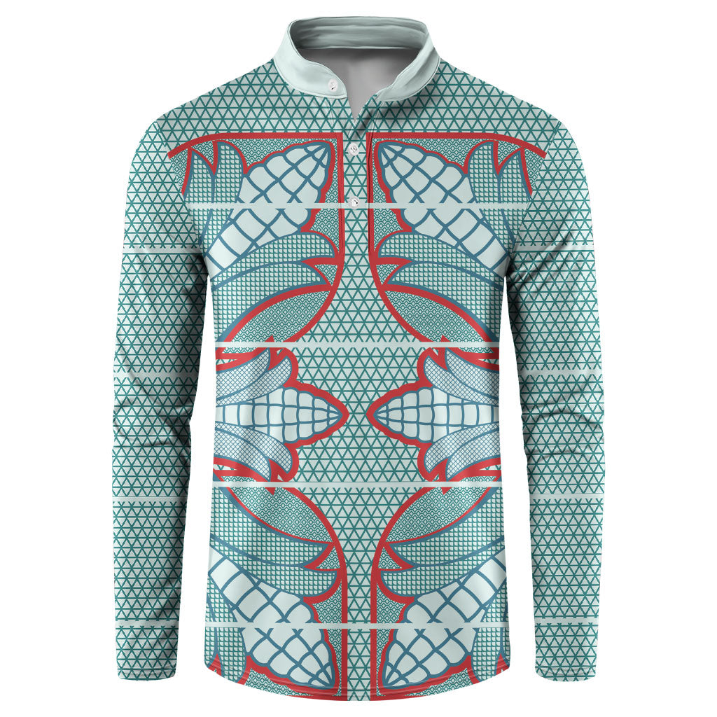 Turquoise Khotso Mojalefa Poone Button Sweatshirt Basotho Khotso Blanket Inspired