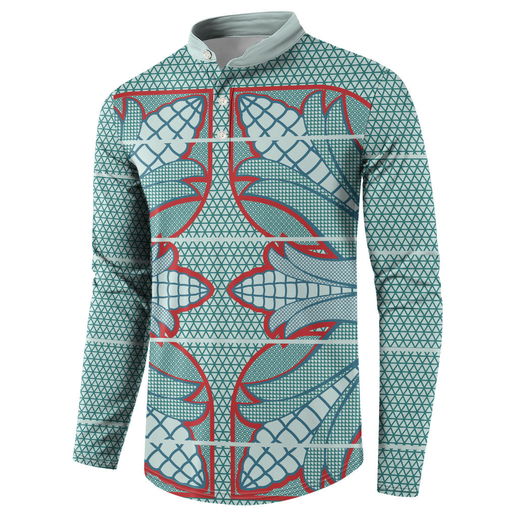 Turquoise Khotso Mojalefa Poone Button Sweatshirt Basotho Khotso Blanket Inspired