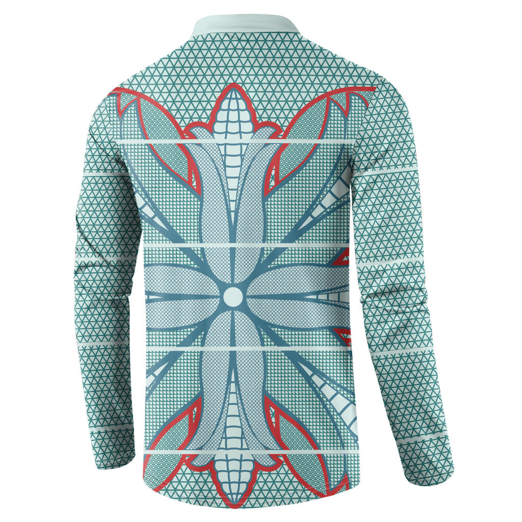 Turquoise Khotso Mojalefa Poone Button Sweatshirt Basotho Khotso Blanket Inspired