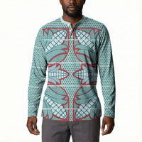 Turquoise Khotso Mojalefa Poone Button Sweatshirt Basotho Khotso Blanket Inspired
