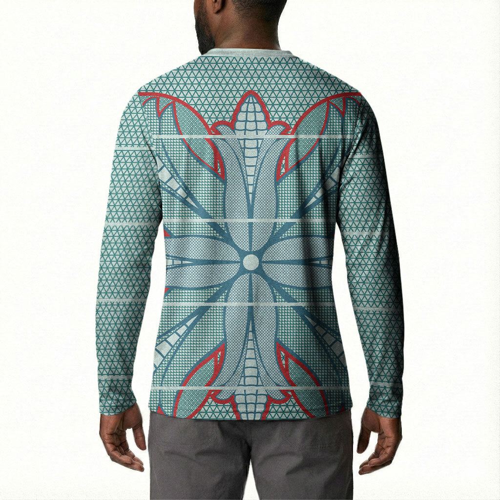 Turquoise Khotso Mojalefa Poone Button Sweatshirt Basotho Khotso Blanket Inspired