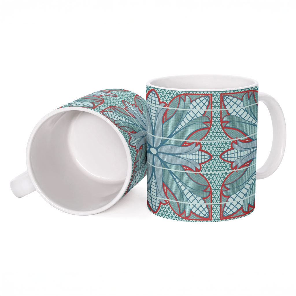 Turquoise Khotso Mojalefa Poone Ceramic Mug Basotho Khotso Blanket Inspired