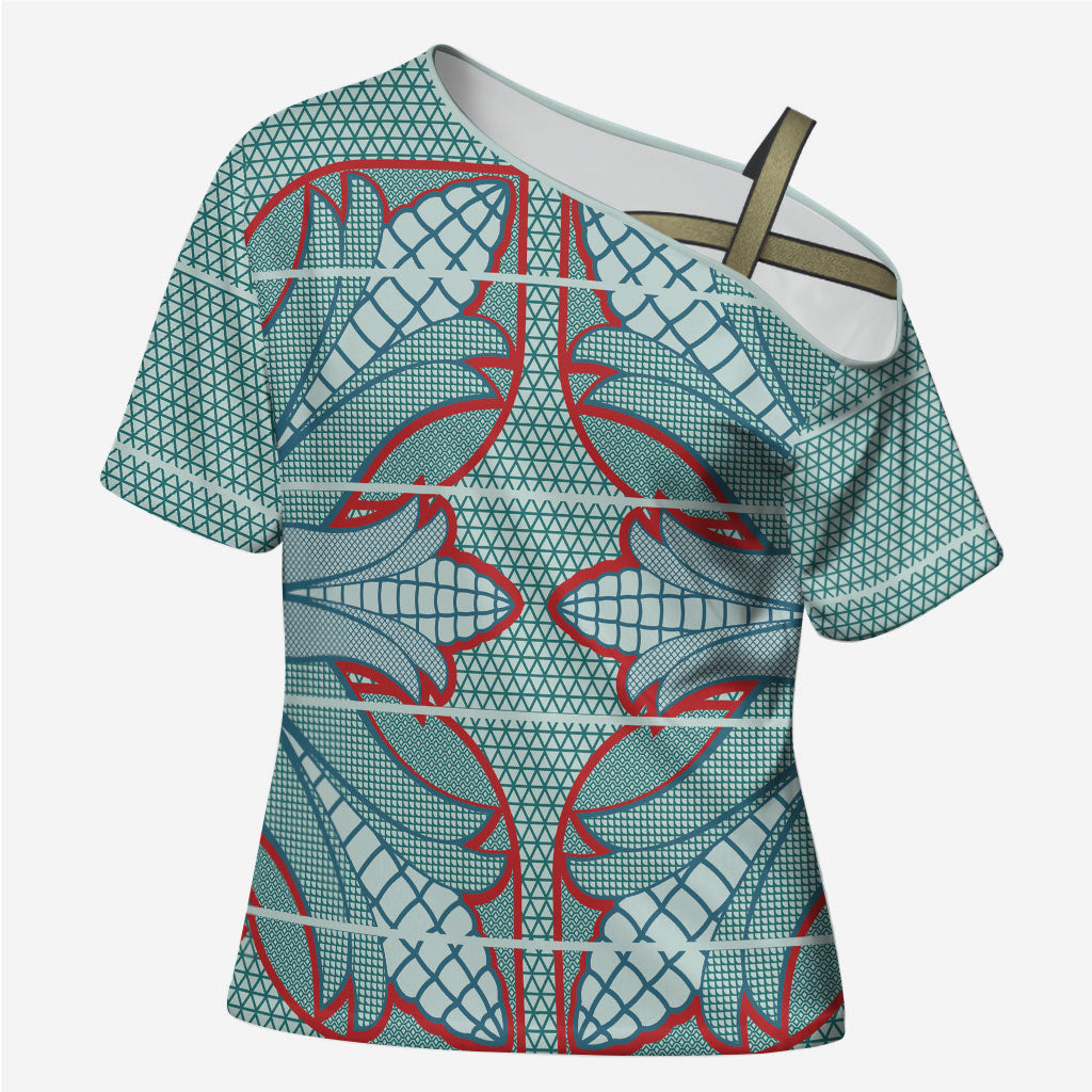 Turquoise Khotso Mojalefa Poone Cross Shoulder Shirt Basotho Khotso Blanket Inspired