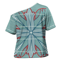 Turquoise Khotso Mojalefa Poone Cross Shoulder Shirt Basotho Khotso Blanket Inspired