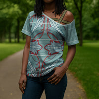 Turquoise Khotso Mojalefa Poone Cross Shoulder Shirt Basotho Khotso Blanket Inspired