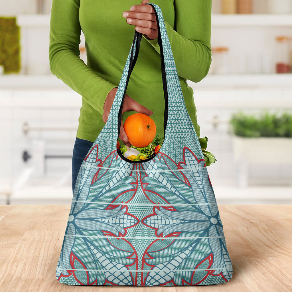 Turquoise Khotso Mojalefa Poone Grocery Bag Basotho Khotso Blanket Inspired