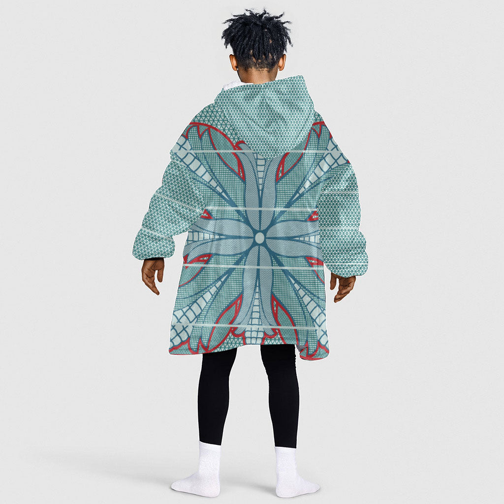 Turquoise Khotso Mojalefa Poone Kid Wearable Blanket Hoodie Basotho Khotso Blanket Inspired