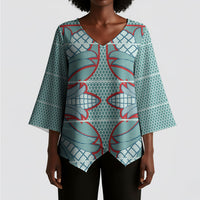 Turquoise Khotso Mojalefa Poone Kimono Sleeve Blouse Basotho Khotso Blanket Inspired