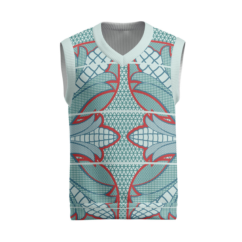 Turquoise Khotso Mojalefa Poone Christmas Knitted V-Neck Vest Basotho Khotso Blanket Inspired