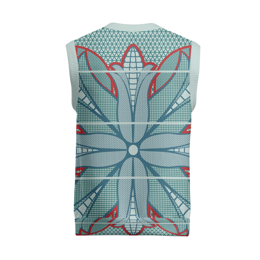 Turquoise Khotso Mojalefa Poone Christmas Knitted V-Neck Vest Basotho Khotso Blanket Inspired
