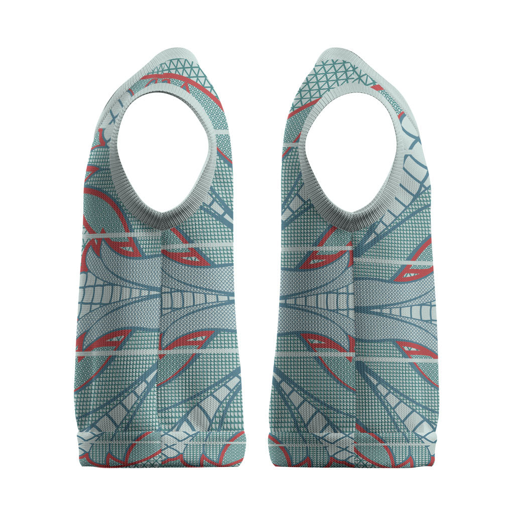 Turquoise Khotso Mojalefa Poone Christmas Knitted V-Neck Vest Basotho Khotso Blanket Inspired