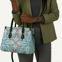 Turquoise Khotso Mojalefa Poone Leather Bag Basotho Khotso Blanket Inspired