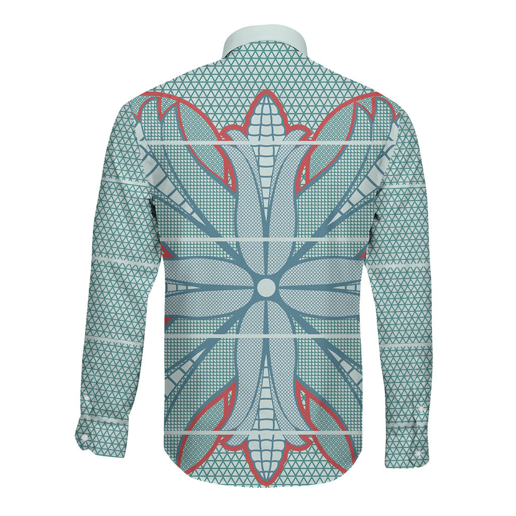 Turquoise Khotso Mojalefa Poone Long Sleeve Button Shirt Basotho Khotso Blanket Inspired