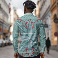 Turquoise Khotso Mojalefa Poone Long Sleeve Button Shirt Basotho Khotso Blanket Inspired