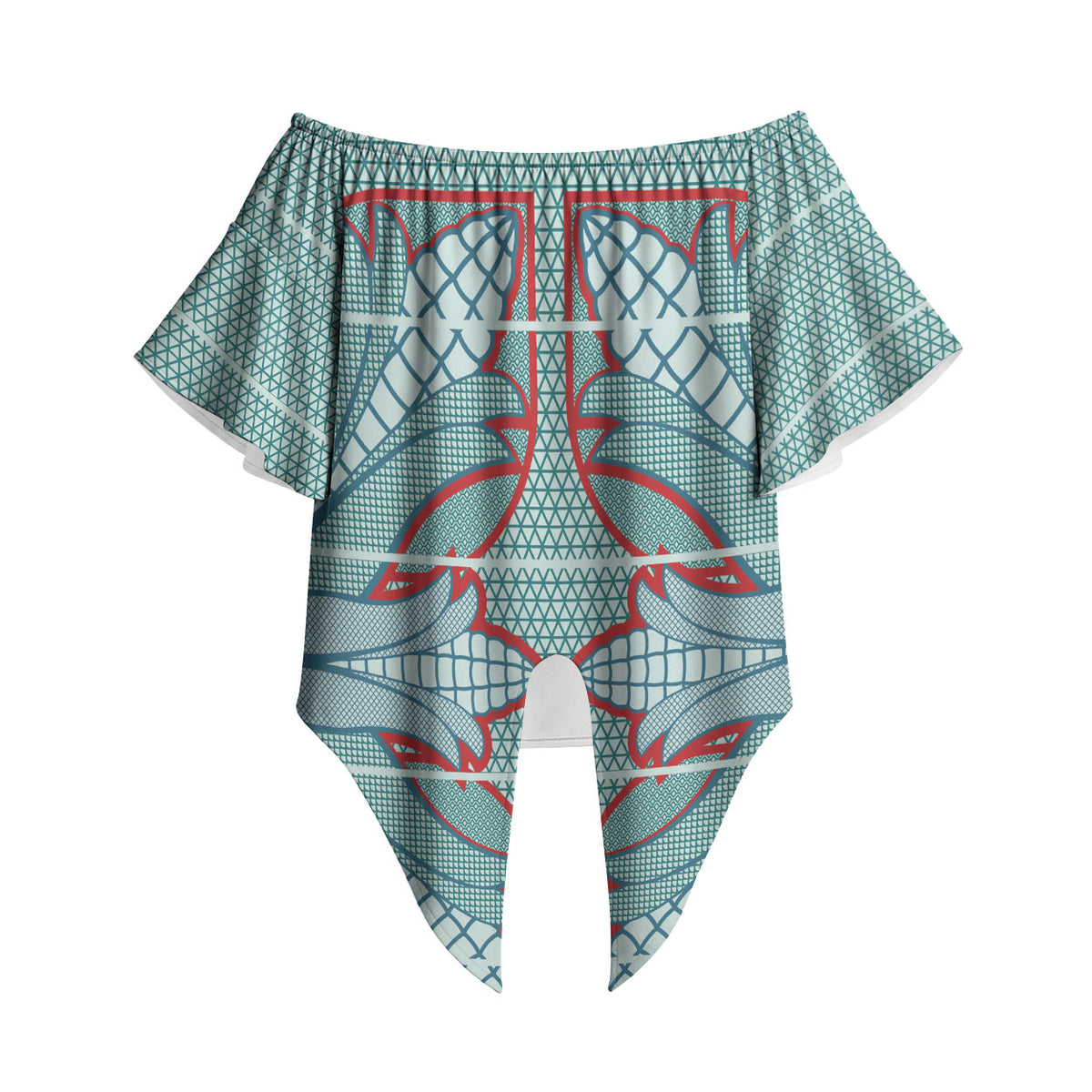 Turquoise Khotso Mojalefa Poone Off Shoulder Wrap Waist Top Basotho Khotso Blanket Inspired