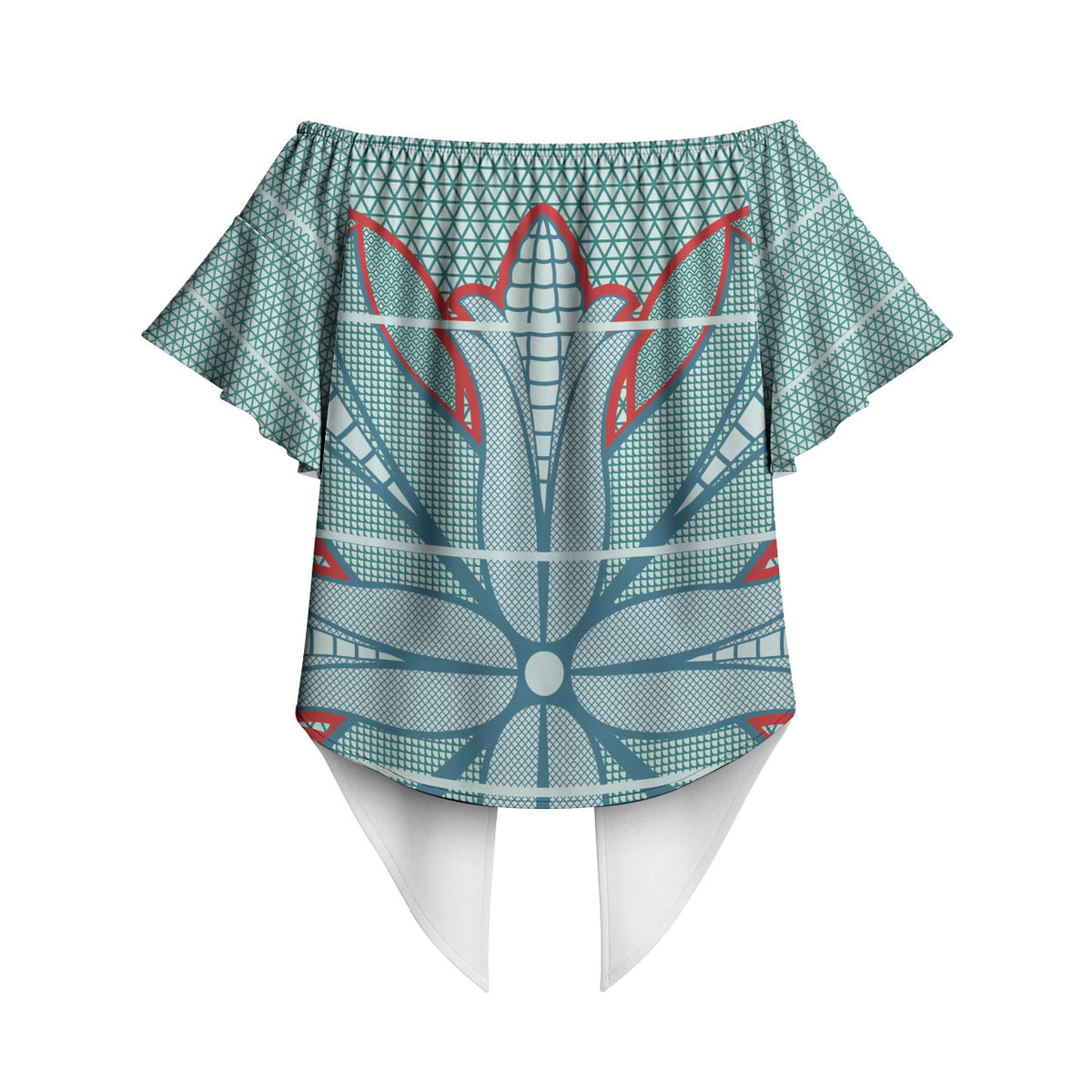 Turquoise Khotso Mojalefa Poone Off Shoulder Wrap Waist Top Basotho Khotso Blanket Inspired