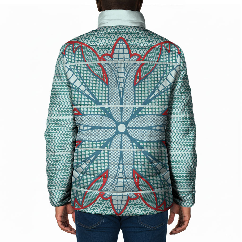 Turquoise Khotso Mojalefa Poone Padded Jacket Basotho Khotso Blanket Inspired