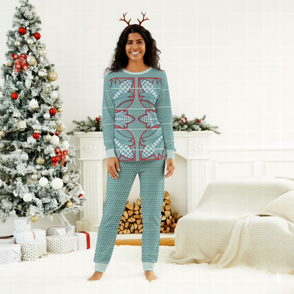 Turquoise Khotso Mojalefa Poone Christmas Pajama Set Basotho Khotso Blanket Inspired