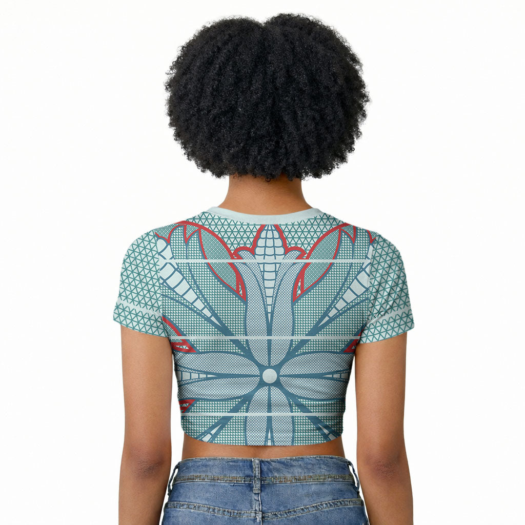 Turquoise Khotso Mojalefa Poone Raglan Cropped T shirt Basotho Khotso Blanket Inspired
