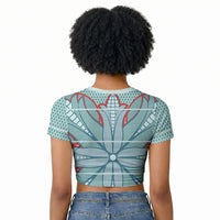 Turquoise Khotso Mojalefa Poone Raglan Cropped T shirt Basotho Khotso Blanket Inspired