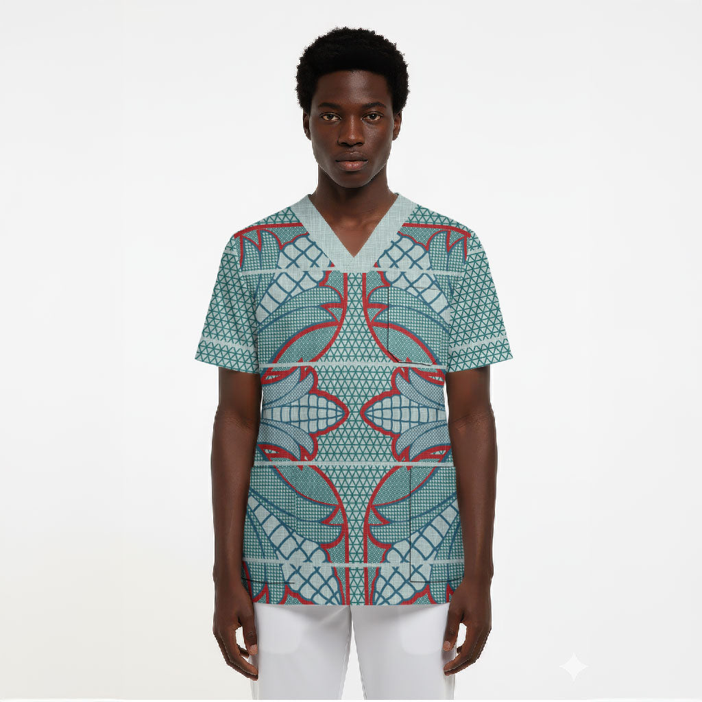 Turquoise Khotso Mojalefa Poone Scrub Top Basotho Khotso Blanket Inspired
