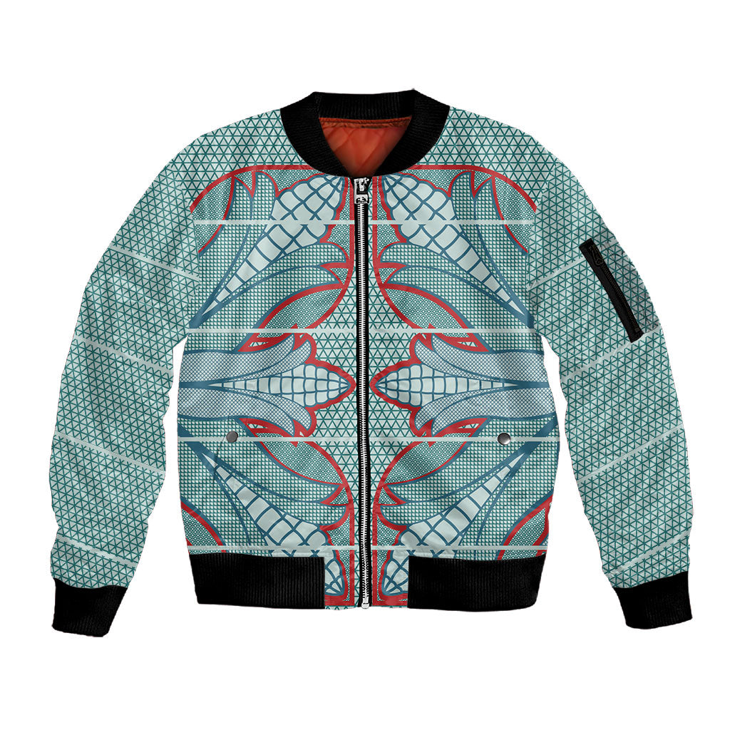 Turquoise Khotso Mojalefa Poone Sleeve Zip Bomber Jacket Basotho Khotso Blanket Inspired