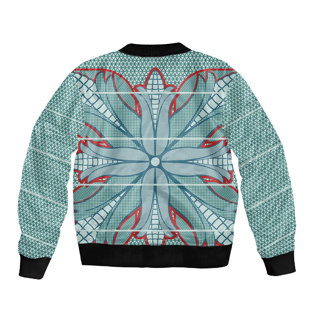 Turquoise Khotso Mojalefa Poone Sleeve Zip Bomber Jacket Basotho Khotso Blanket Inspired