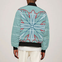 Turquoise Khotso Mojalefa Poone Sleeve Zip Bomber Jacket Basotho Khotso Blanket Inspired