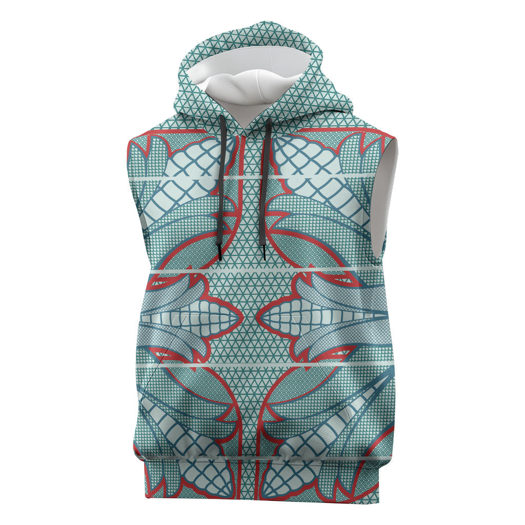 Turquoise Khotso Mojalefa Poone Sleeveless Hoodie Basotho Khotso Blanket Inspired
