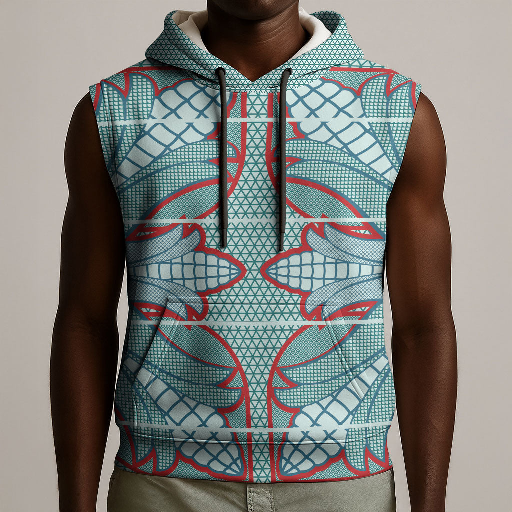 Turquoise Khotso Mojalefa Poone Sleeveless Hoodie Basotho Khotso Blanket Inspired