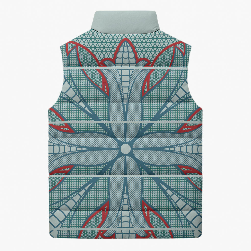 Turquoise Khotso Mojalefa Poone Sleeveless Puffer Jacket Basotho Khotso Blanket Inspired