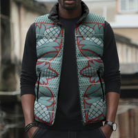 Turquoise Khotso Mojalefa Poone Sleeveless Puffer Jacket Basotho Khotso Blanket Inspired