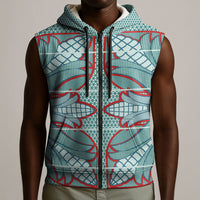 Turquoise Khotso Mojalefa Poone Sleeveless Zip Hoodie Basotho Khotso Blanket Inspired