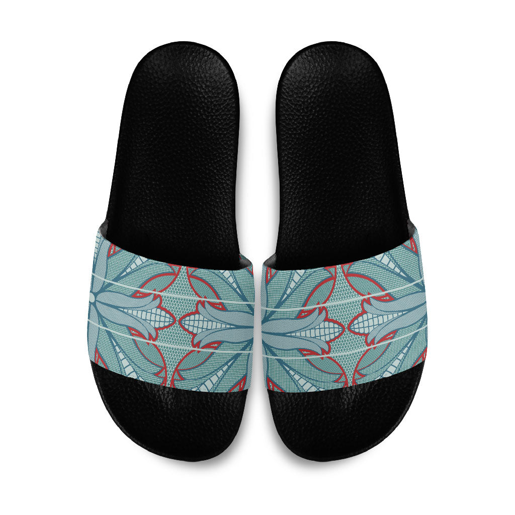 Turquoise Khotso Mojalefa Poone Slide Sandals Basotho Khotso Blanket Inspired