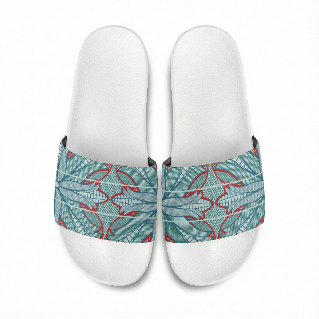 Turquoise Khotso Mojalefa Poone Slide Sandals Basotho Khotso Blanket Inspired