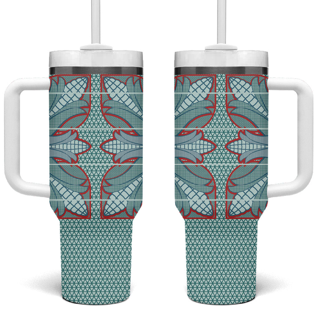 Turquoise Khotso Mojalefa Poone Tumbler With Handle Basotho Khotso Blanket Inspired