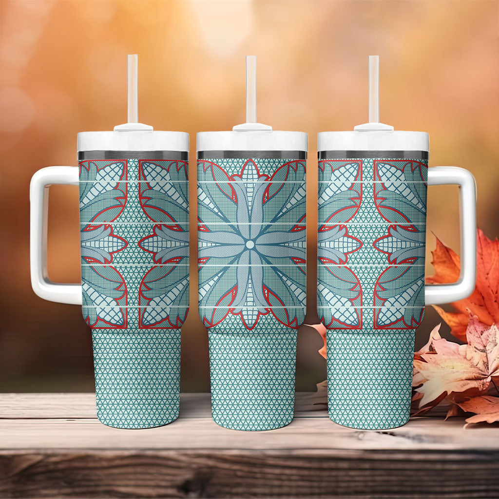 Turquoise Khotso Mojalefa Poone Tumbler With Handle Basotho Khotso Blanket Inspired