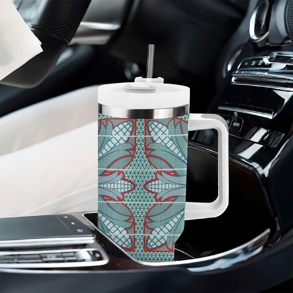 Turquoise Khotso Mojalefa Poone Tumbler With Handle Basotho Khotso Blanket Inspired