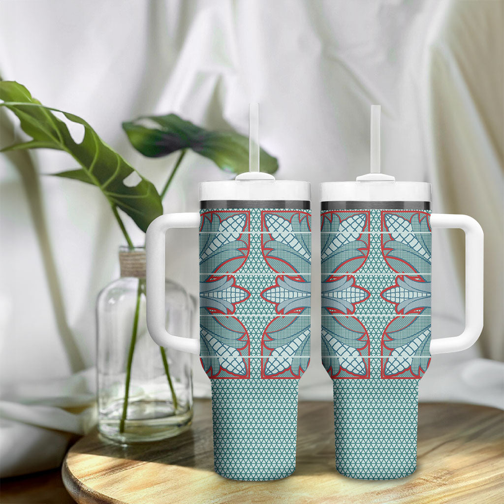 Turquoise Khotso Mojalefa Poone Tumbler With Handle Basotho Khotso Blanket Inspired