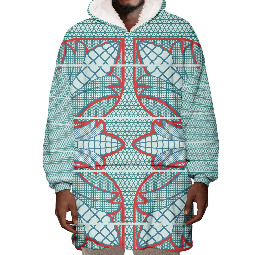 Turquoise Khotso Mojalefa Poone Wearable Blanket Hoodie Basotho Khotso Blanket Inspired
