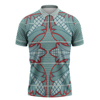 Turquoise Khotso Mojalefa Poone Zipper Polo Shirt Basotho Khotso Blanket Inspired