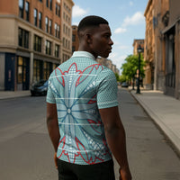 Turquoise Khotso Mojalefa Poone Zipper Polo Shirt Basotho Khotso Blanket Inspired