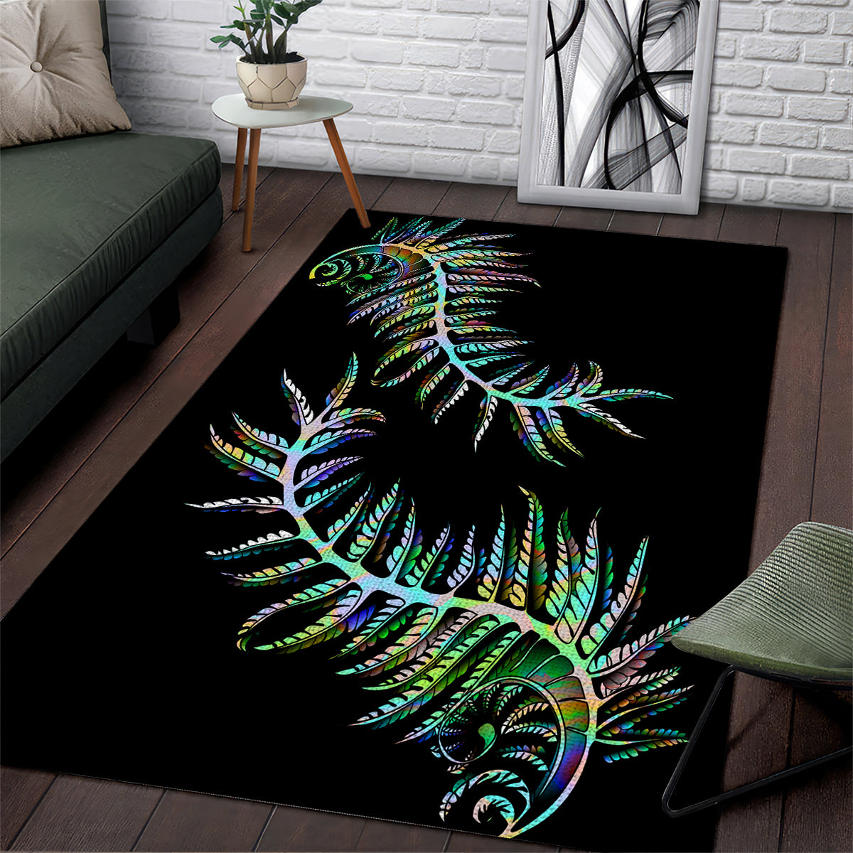 New Zealand Area Rug Aotearoa Silver Fern Mixed Papua Shell Green Vibe LT9 - Wonder Print Shop