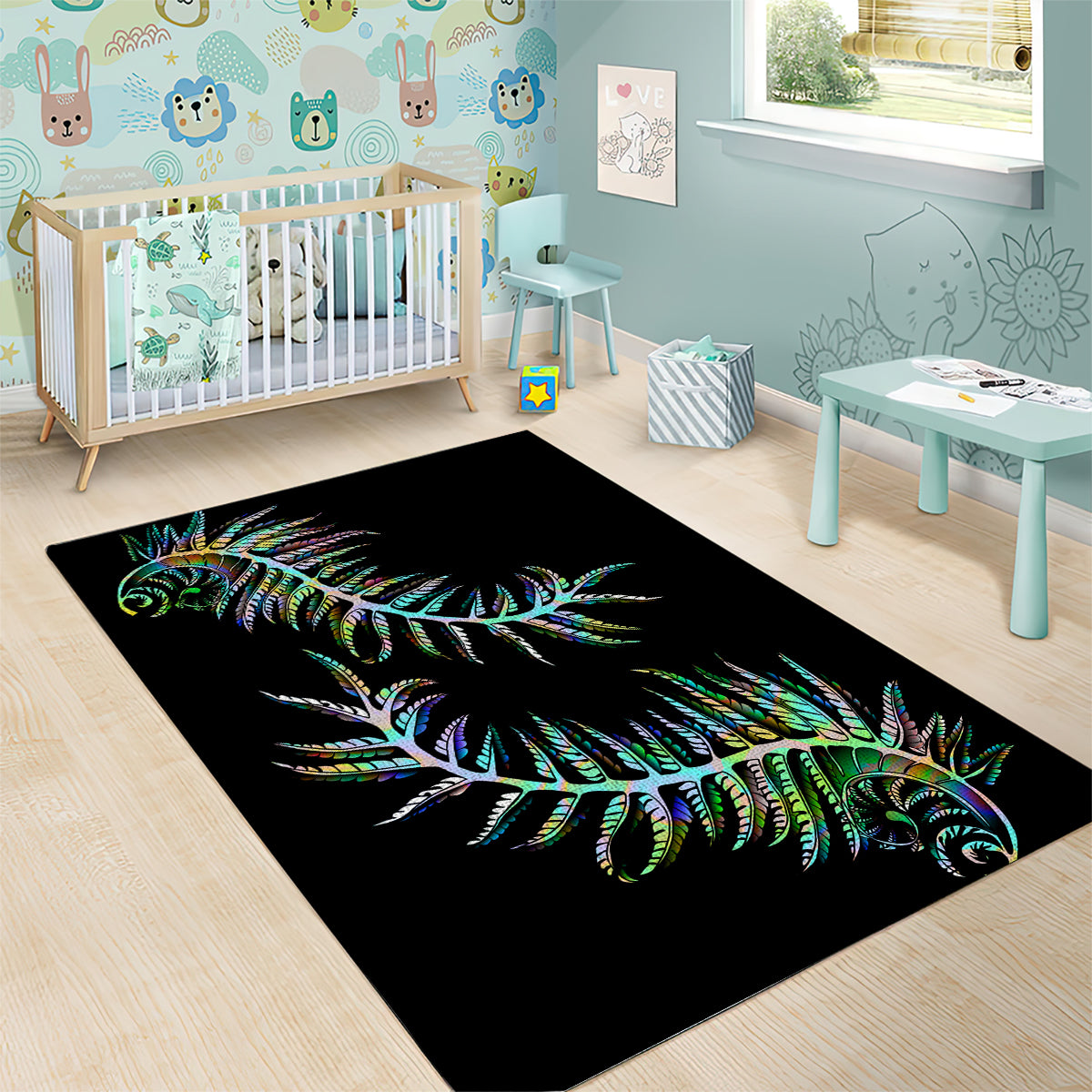 New Zealand Area Rug Aotearoa Silver Fern Mixed Papua Shell Green Vibe LT9 - Wonder Print Shop