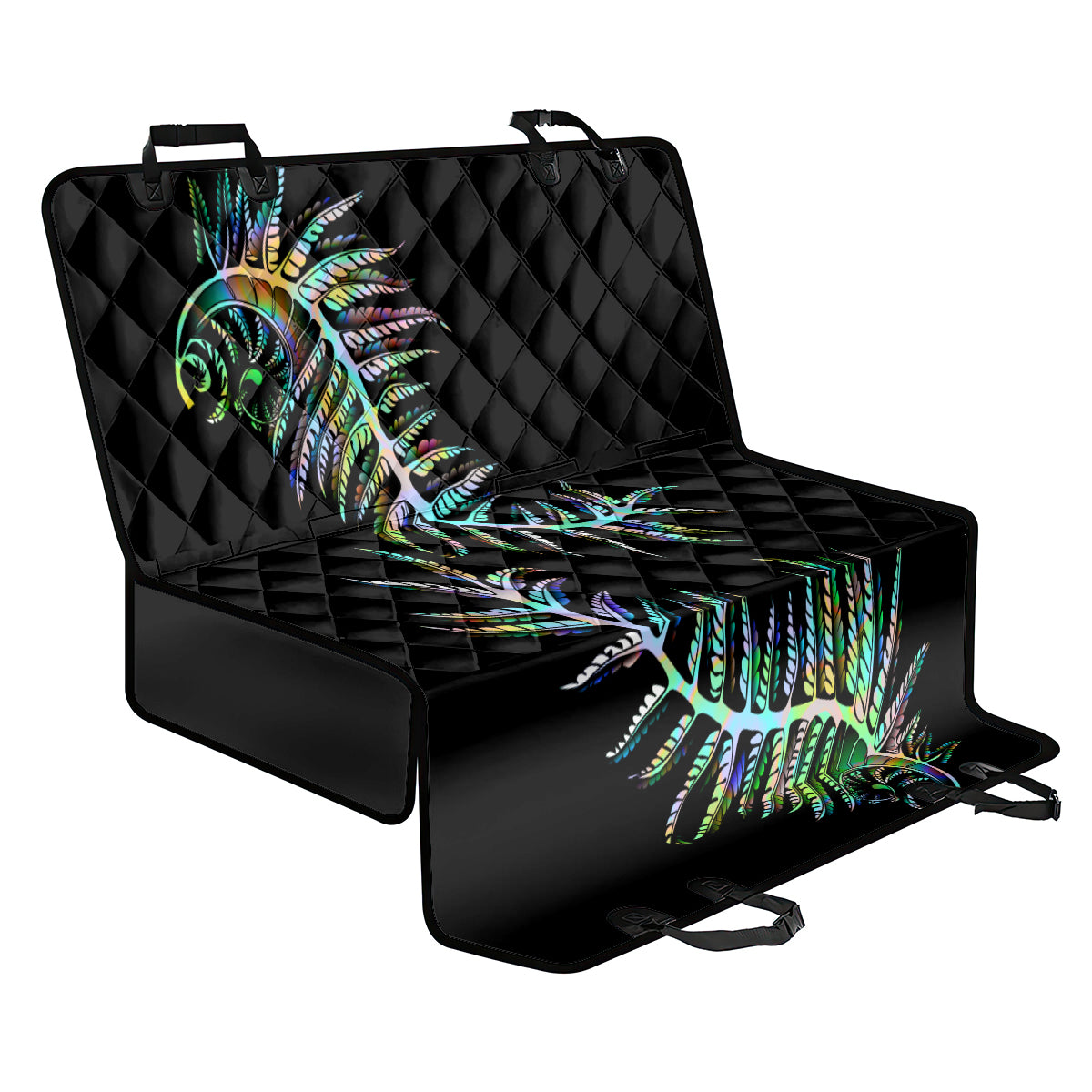New Zealand Back Car Seat Cover Aotearoa Silver Fern Mixed Papua Shell Green Vibe LT9 - Wonder Print Shop