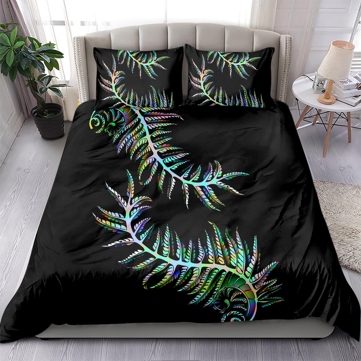 New Zealand Bedding Set Aotearoa Silver Fern Mixed Papua Shell Green Vibe LT9 - Wonder Print Shop