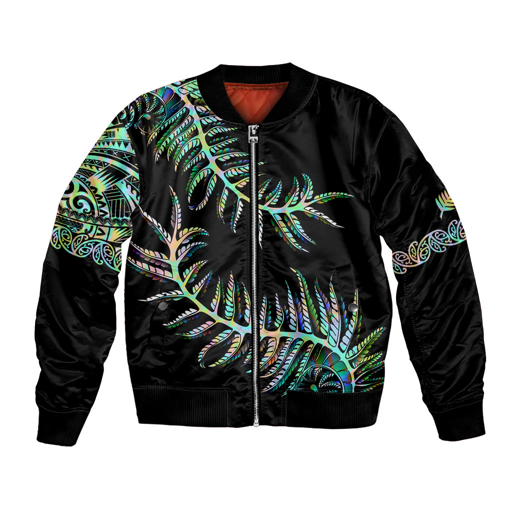 New Zealand Bomber Jacket Aotearoa Silver Fern Mixed Papua Shell Green Vibe LT9 - Wonder Print Shop