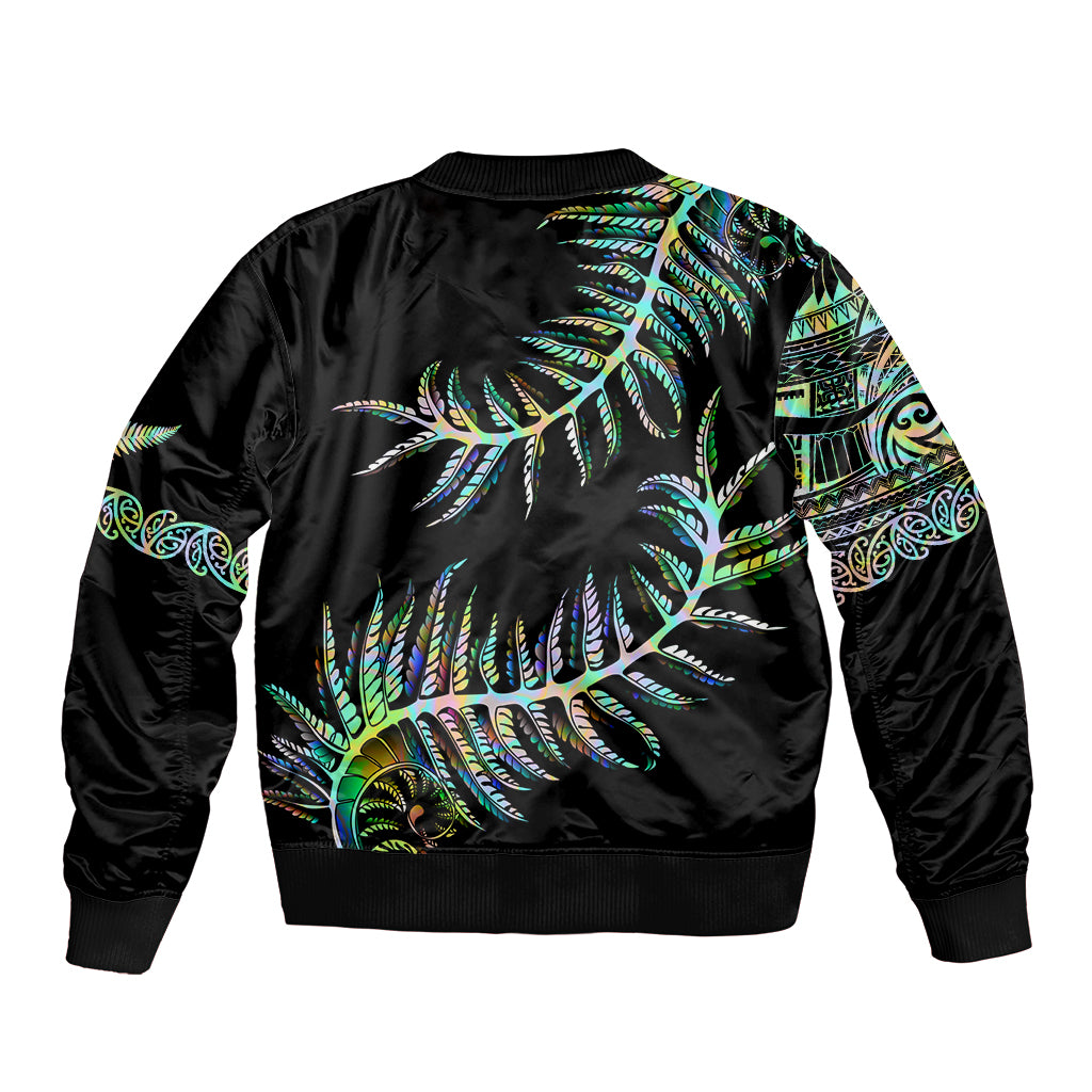 New Zealand Bomber Jacket Aotearoa Silver Fern Mixed Papua Shell Green Vibe LT9 - Wonder Print Shop