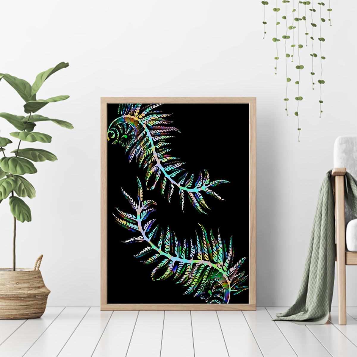 New Zealand Canvas Wall Art Aotearoa Silver Fern Mixed Papua Shell Green Vibe LT9 - Wonder Print Shop